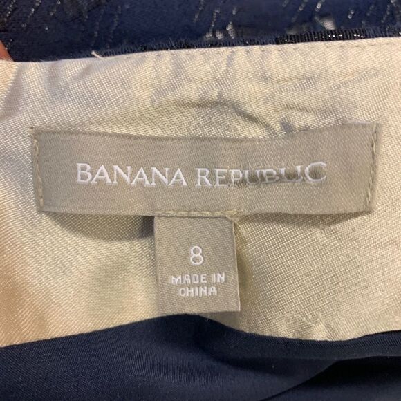 Banana republic Navy blue black check print Pencil skirt work career office - Picture 9 of 14